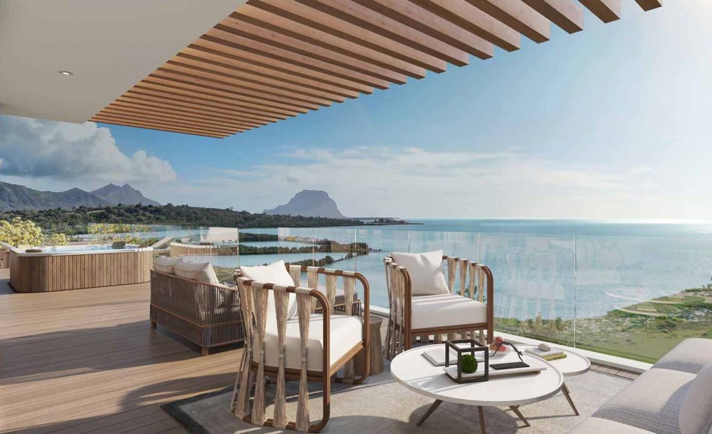 Infinity by the Sea penthouse terrace with le Morne view